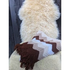 70's Crochet Afghan Neutral Sand Colors